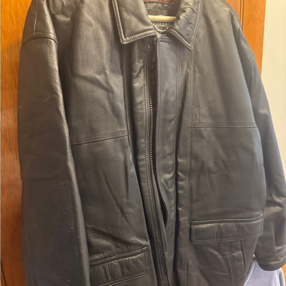 Genuine men’s leather coat. Size medium. American outerwear